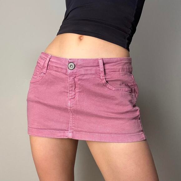 Pink denim micro mini jean skirt size 8 by TRF - Picture 3 of 8
